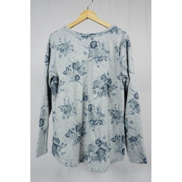 Fred David Woman's Large Soft Floral Long Sleeve Top with Twist Detail High Low - Picture 3 of 6